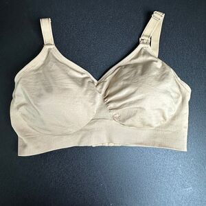 Hofish Bra Large Nursing Beige Full Coverage Padded Wireless Lined High Sides L